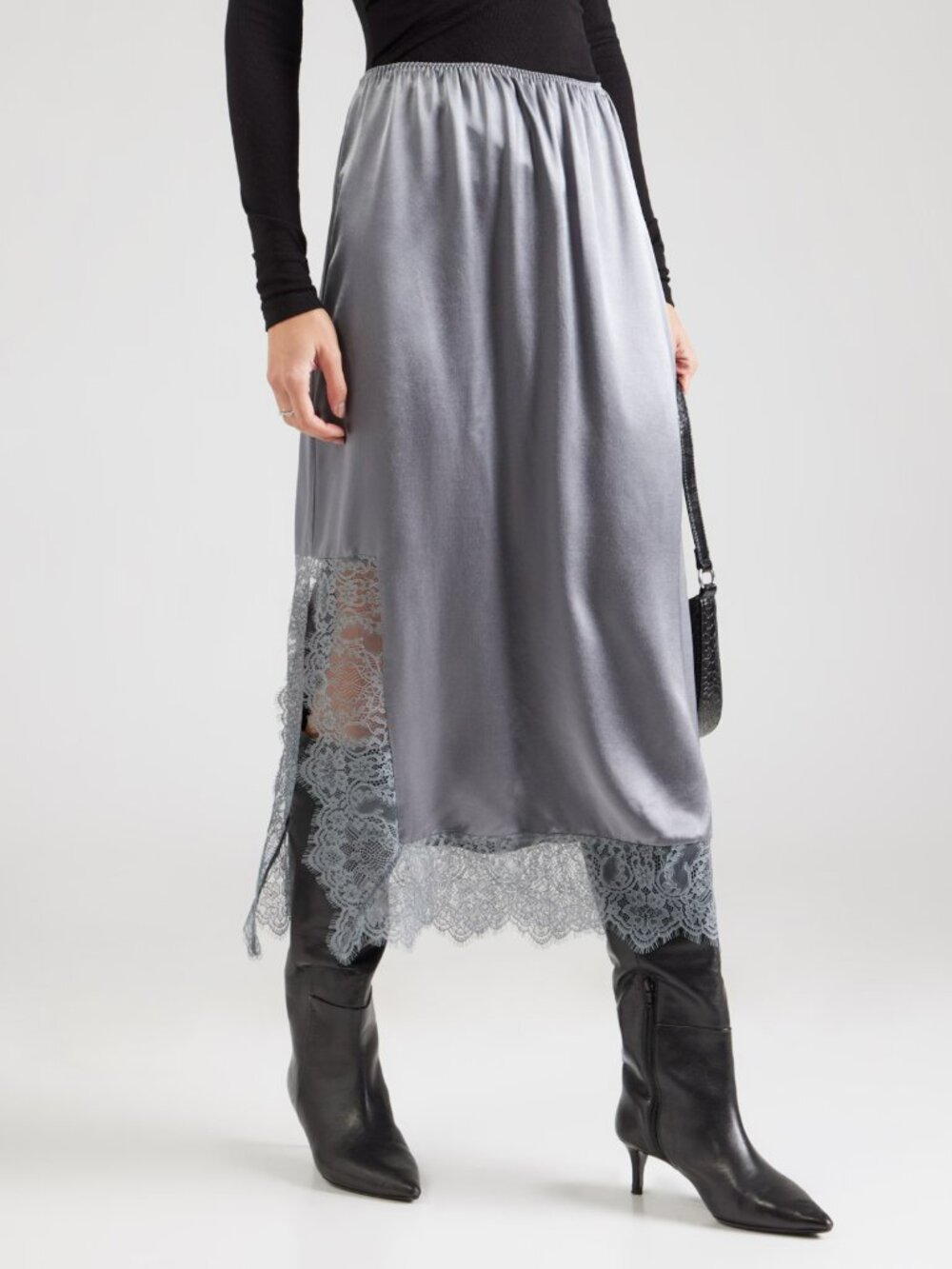 Munthe "Ravin" Slip Skirt w Lace in Grey, size 34. Fits like US 2/4